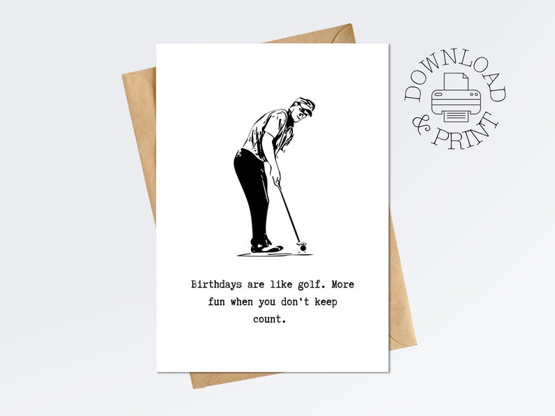 Printable Golf Birthday Card, Funny Card for Him, Gift for Golfer ...