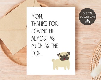 Funny Mom Birthday Card From Dog, Printable Gift (Digital Download)