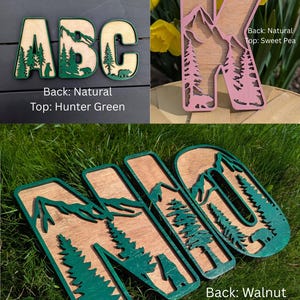 Personalized Wooden Name Sign With Forest Tree Design - Custom 3D ...