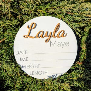 Personalized Wooden Birth Announcement Sign - Custom Baby Name Sign - Newborn Arrival Plaque - Hospital Birth Stat Sign - Baby Shower Gift
