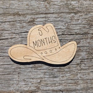 Cowboy Baby Monthly Milestone Markers | Western Wood Hat Photo Props | Rustic Baby Month Tracker | Laser Cut Baby Milestone Set