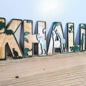 Safari Jungle Animal Alphabet Letters – Layered Wooden Nursery Wall ...