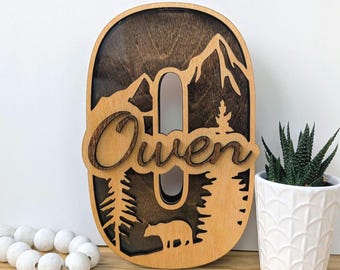 Personalisierte Holzspardose | Wald-Kinderzimmerdeko | Spardose mit Namen | Geschenk für Babys im Wald-Stil | Kinder-Spardose | Wald-Spardose
