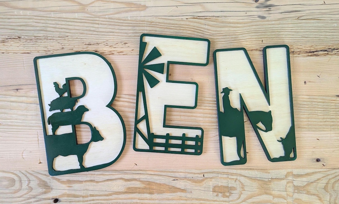 Farmhouse Alphabet Letters – Laser Cut Wooden Letters With Farm Scene ...