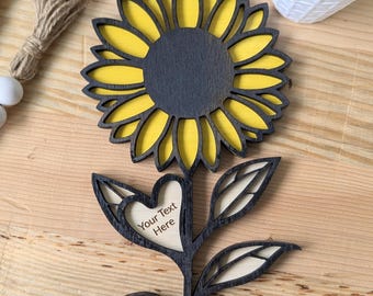 Girasole All'uncinetto Regalo - Supporto Emotivo, Decorazione Scrivania, 10x5 Cm, Fatto A Mano