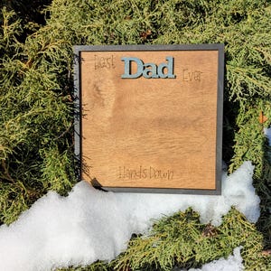Hands Down Best Dad Ever | Personalized Engraved Wooden Sign | Celebrate Dad with Handprints and Custom Message | Handmade Fathers Day Gift