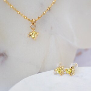 Zircon yellow fish Necklace 18k&#39;Gold plated. with Zircon yellow fish