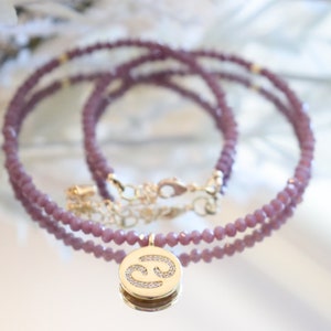 Crystal Necklace, Purple Pendant, June Birthstone Necklace,14K Gold plated brass
