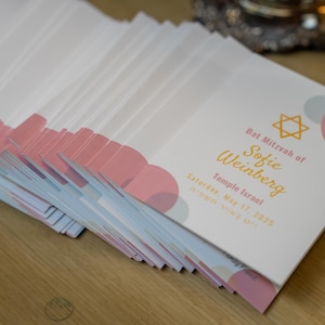 bat mitzvah program editable template (pink, yellow, teal)
