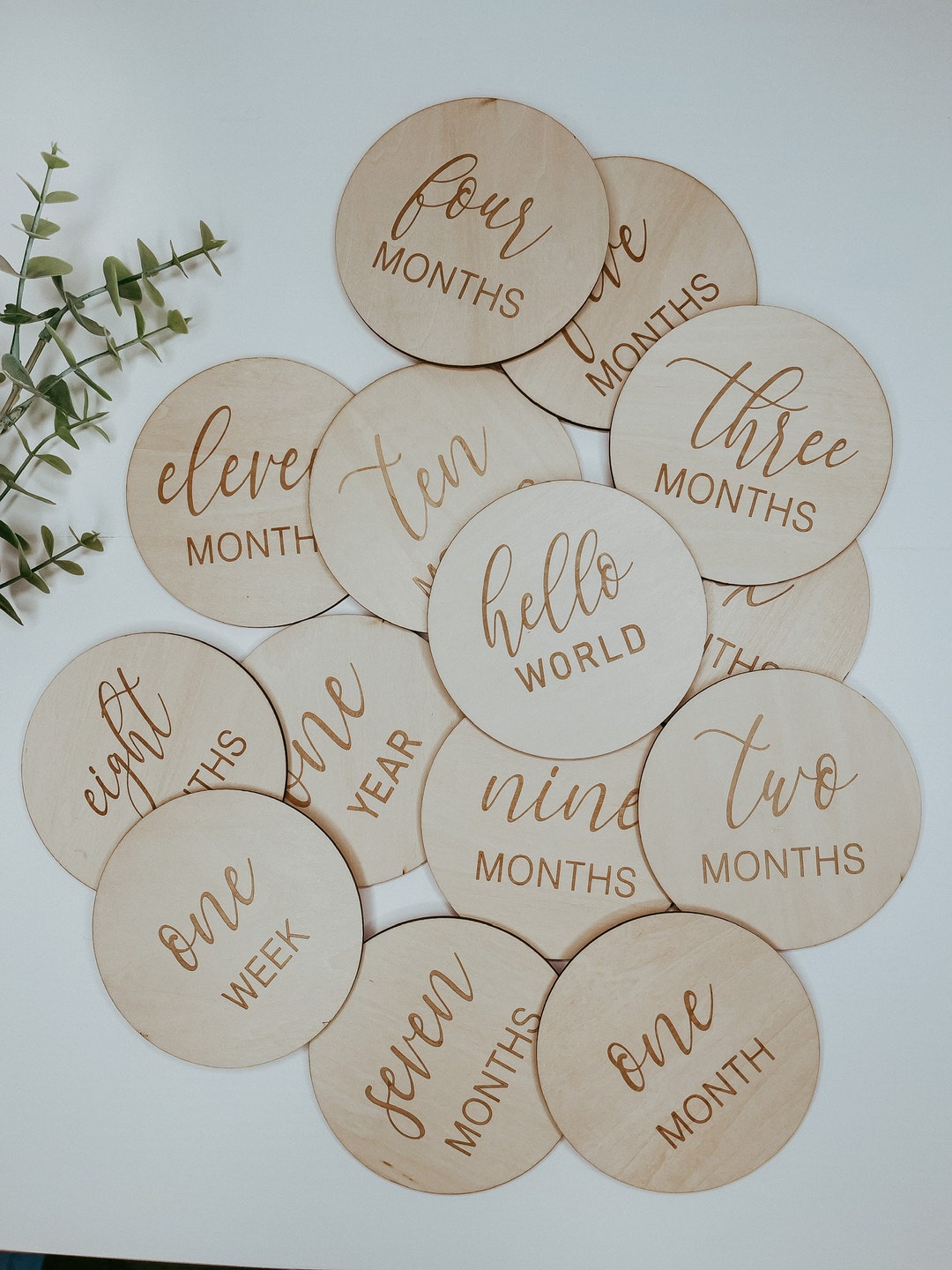Wooden Monthly Milestone Disk Set | Baby Monthly Milestone Disk ...