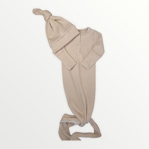 Ribbed Knot Gown | Newborn Knotted Gown | Baby Clothes | Neutral Baby Clothes | Earth Tones | Neutral | Knot Gown