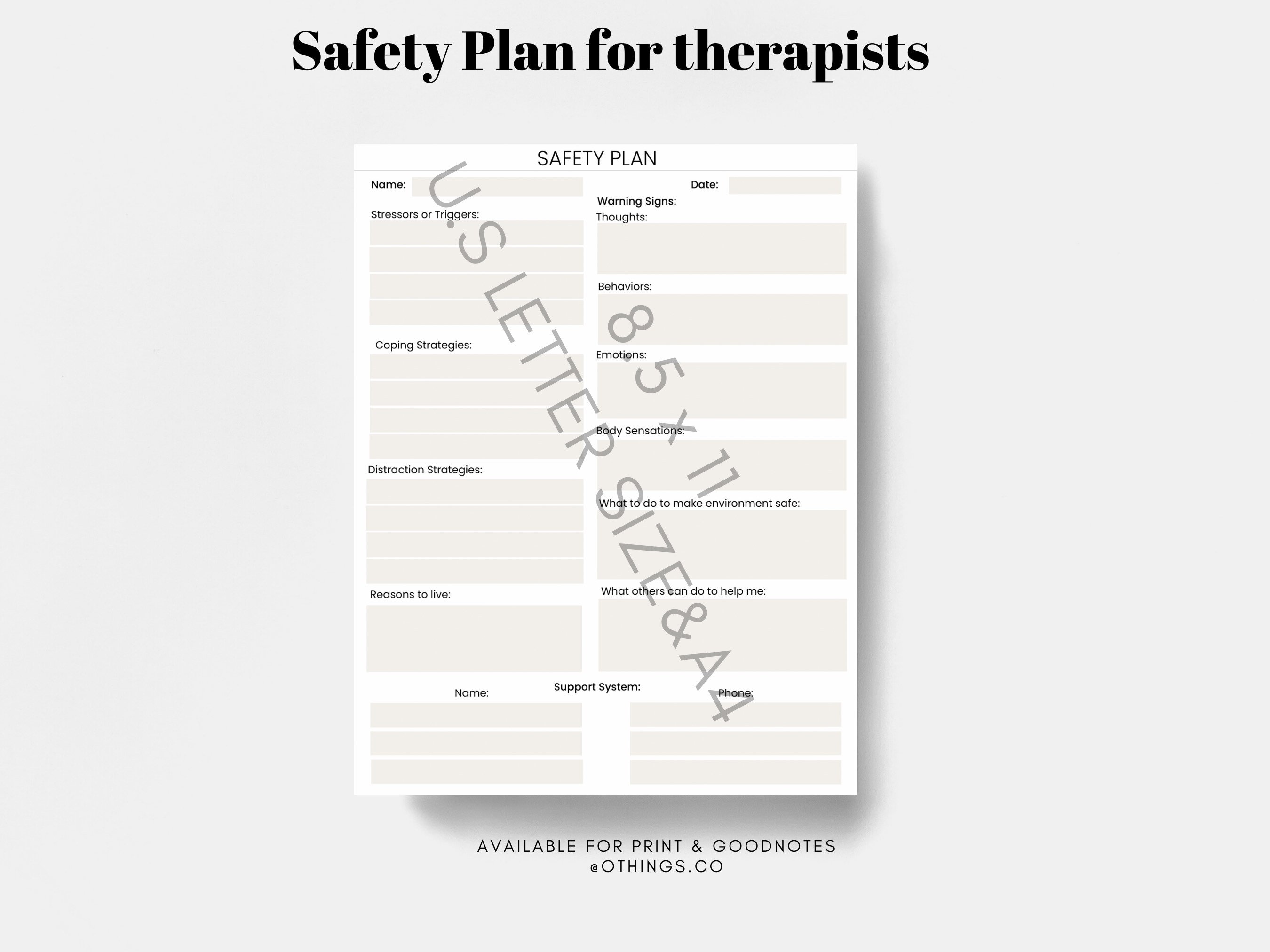 Safety Plan Template Fillable & Printable Therapist Tools Etsy