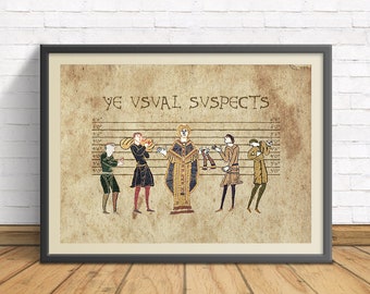 YE USUAL SUSPECTS! - Pop Culture Parody Art Print Poster