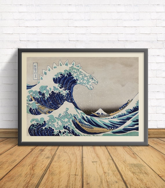 神奈川沖浪裏 ゴジラ 新品 ゴジラ-1 0 ゴジラ浮世絵 ファブリック