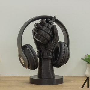 Grenade Hand Headphone Stand | Headphone Holder, Gaming, Room Decor, Office, Desktop | Grenade Hand Paintable Bust | Perfect Gamer Gift