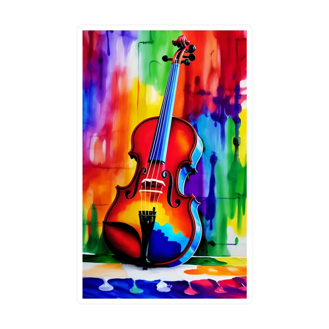 Colorful Violin Vinyl Decal Sticker Instrument Case Sticker Etsy