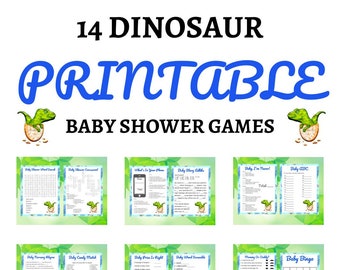 14 Dinosaur Baby Shower Games Printables and Answer Key Bundle