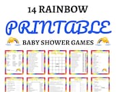Rainbow Baby Shower Games, Printable, PDF, Download, Instant, Bundle, Answers, Baby Shower Party, Baby Shower Game Printables, Rainbow Theme