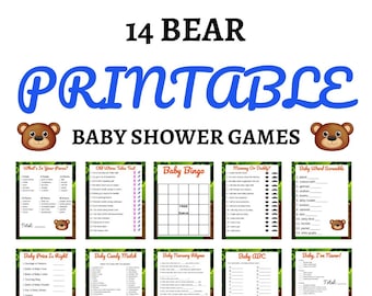 14 Printable Bear Baby Shower Games, Answer Key, Bundle, Instant Download PDF file, Baby Shower Game, Baby Shower Party Games