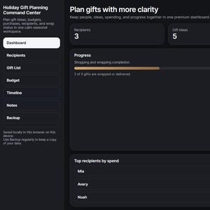 Aplicativo de Planejamento de Presentes de Fim de Ano | Controle de Orçamento de Presentes, Lista de Compras e Organizador de Destinatários