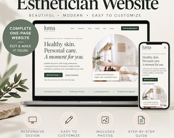 Esthetician Website Template, One Page Skincare & Facialist Site, Beauty Spa HTML Template