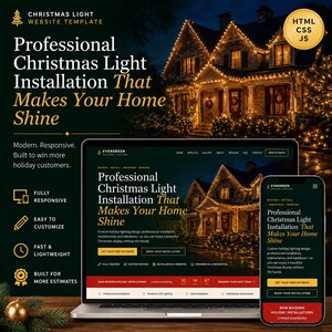 Christmas Light Installation Website Template | Holiday Lighting HTML Website | Christmas Lights Business Website, Responsive Small Biz Site