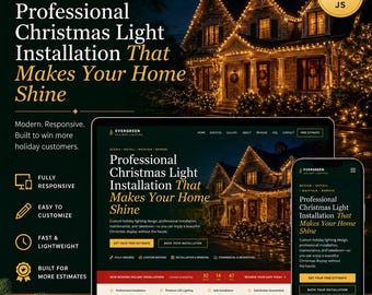 Christmas Light Installation Website Template | Holiday Lighting HTML Website | Christmas Lights Business Website, Responsive Small Biz Site