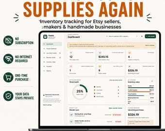 Supply Inventory Manager for Etsy Sellers | Craft Inventory Tracker | Handmade Business Organizer | Reorder & Stock Management Tool