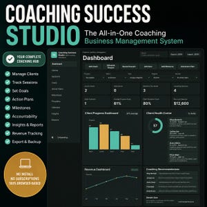 Coaching CRM Template | Coaching Client Management System | Coach Dashboard | Goal Tracking Tool | Session Notes Tracker, Business Organizer