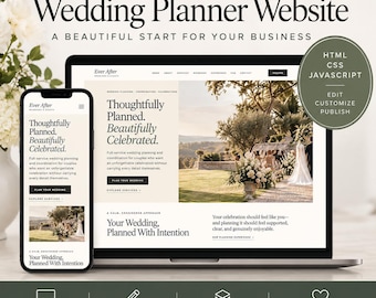 Wedding Planner Website Template, One Page HTML CSS Website for Wedding Coordinators & Event Planners