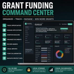 Dashboard per il monitoraggio dei finanziamenti, sistema di gestione delle sovvenzioni, organizzatore di opportunità di finanziamento, strumento di monitoraggio del flusso di candidature, pianificatore di sovvenzioni per organizzazioni non profit.