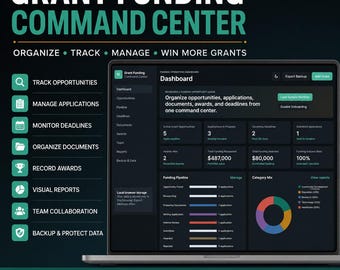 Grant Funding Tracker Dashboard, Grant Management System, Funding Opportunity Organizer,Application Pipeline Tracker,Nonprofit Grant Planner