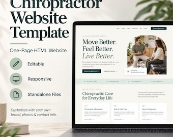 Chiropractor Website Template, One-Page HTML/CSS Site for Chiropractic Practices, Editable Static Website Download