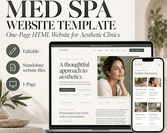 Med Spa Website Template, One-Page HTML Site for Aesthetic Clinics, Injectors & Skincare Practices