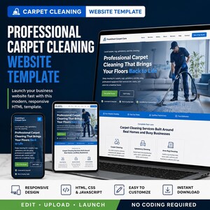Carpet Cleaning Website Template | HTML Business Website | Responsive Cleaning Service Website | Editable HTML CSS Website | Website Design