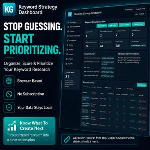 Keyword Strategy Dashboard | SEO Research Workspace | Keyword Planner & Opportunity Tracker | Content Planning Dashboard | Digital Download