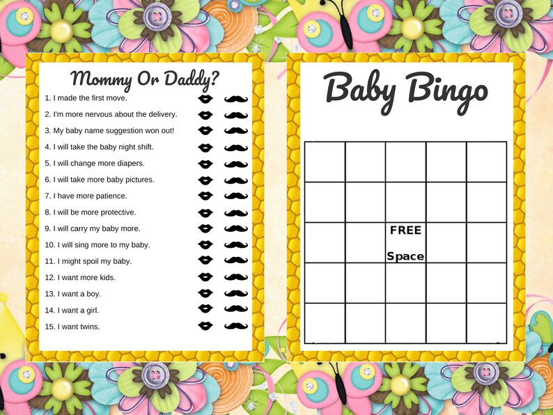 Bumble Bee Baby Shower,baby Shower Games,printable Baby Shower Game,14 ...