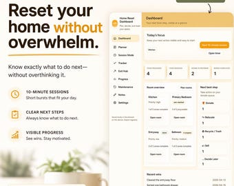 ADHD Cleaning Planner Alternative | Declutter Without Overwhelm | Home Reset System App | Cleaning Checklist & Organizer | Interactive Tool