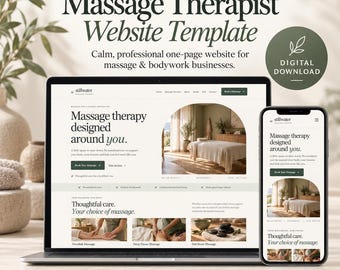 Massage Therapist Website Template, One-Page HTML Site for Massage & Bodywork Businesses