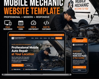 Mobile Mechanic Website Template | HTML Auto Repair Website | Roadside Assistance Website, Editable Small Business Website, Instant Download