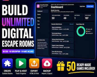 Escape Room Builder App, Digital Escape Room Creator, No Code Party Game Maker, Classroom Activity, Homeschool Resource, 50 Games