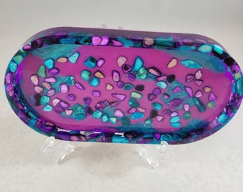 Oval Shape Tray/Jewelry Tray/Key Tray/Trinkets/Crystals/ Mini Rolling Tray/Home Decor/ Decorative Tray/Crystal Display/One of A Kind