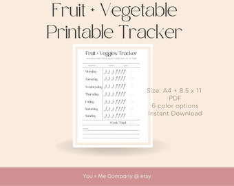 Druckbare Obst und Gemüse Food Intake Tracker, Planer für gesunde Ernährung, digitaler Download für wöchentliche Gewohnheiten