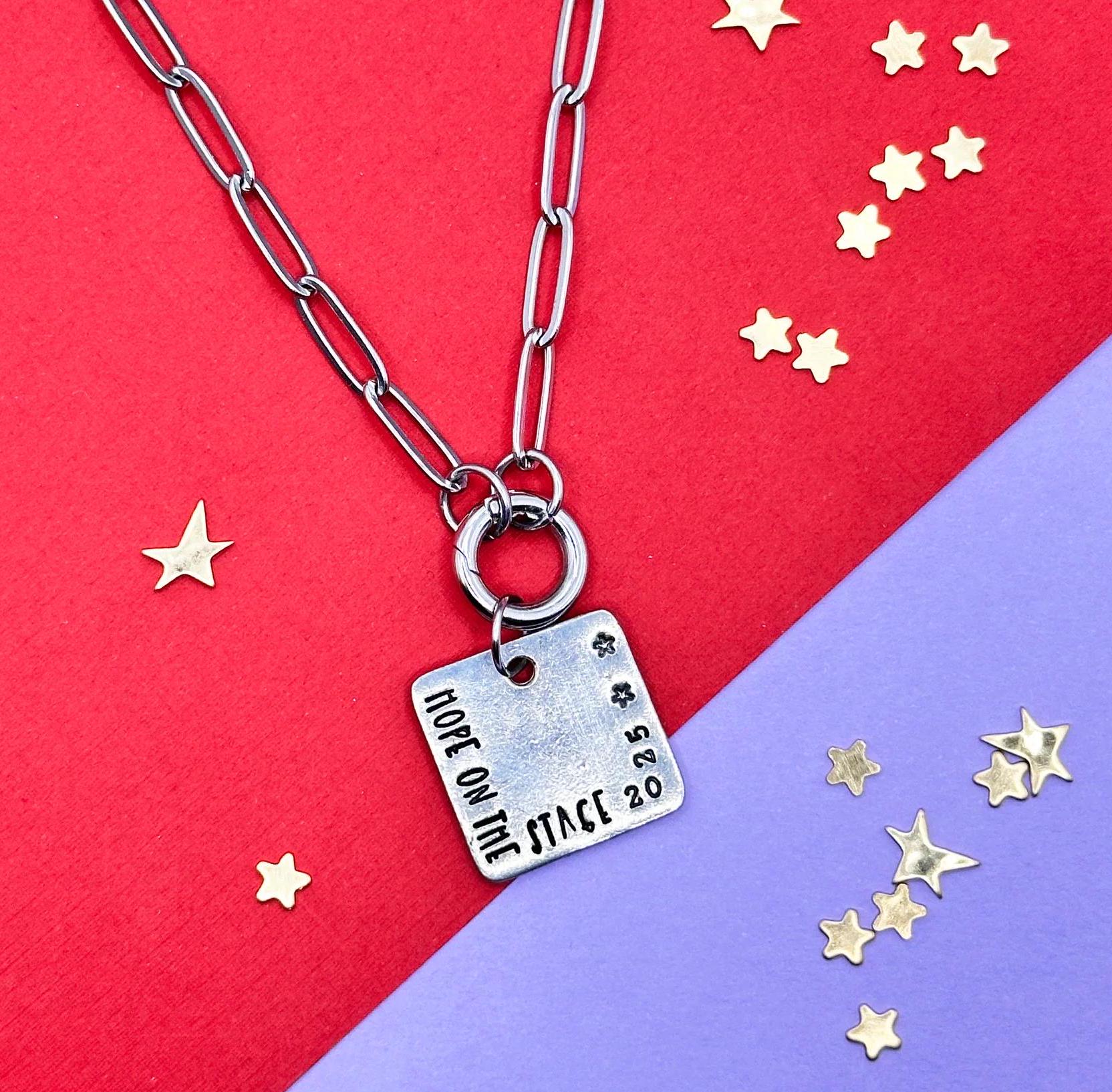 Hope on the Stage Necklace Hand Stamped Custom J Hope Hobi Charm