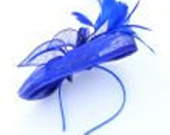 Cappello fascinator blu reale con fascia per matrimoni, ballo di fine anno o festa delle donne