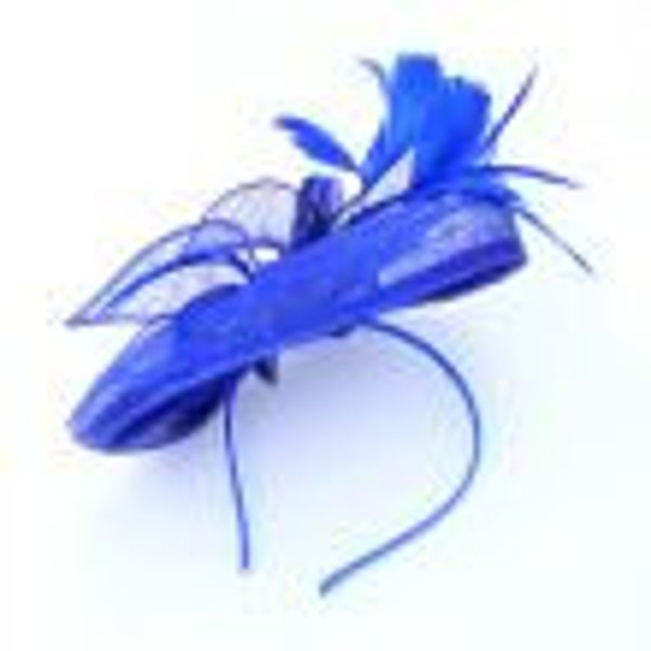 Royal  blue fascinator hat with headband  for weddings, races prom or ladies day