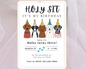 Dog Birthday Invitation | Editable Canva Template | Puppy Party Invite | Fur Baby Birthday | Digital Download