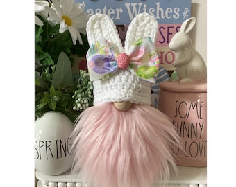 Easter Bunny Gnome. Crochet hat gnome. Spring Decor. Easter tier tray decor. Easter gift.