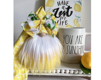 Lemon Gnome.Summer Gnome.Tier tray decor. Farmhouse decor. Handmade Gnome.Fruit Gnome.