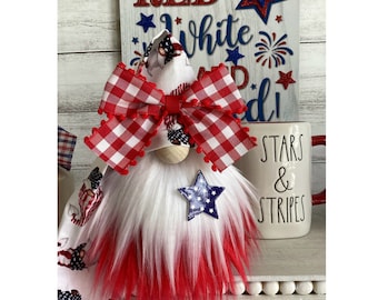 4th of July Gnome . Patriotic Tier tray decor.